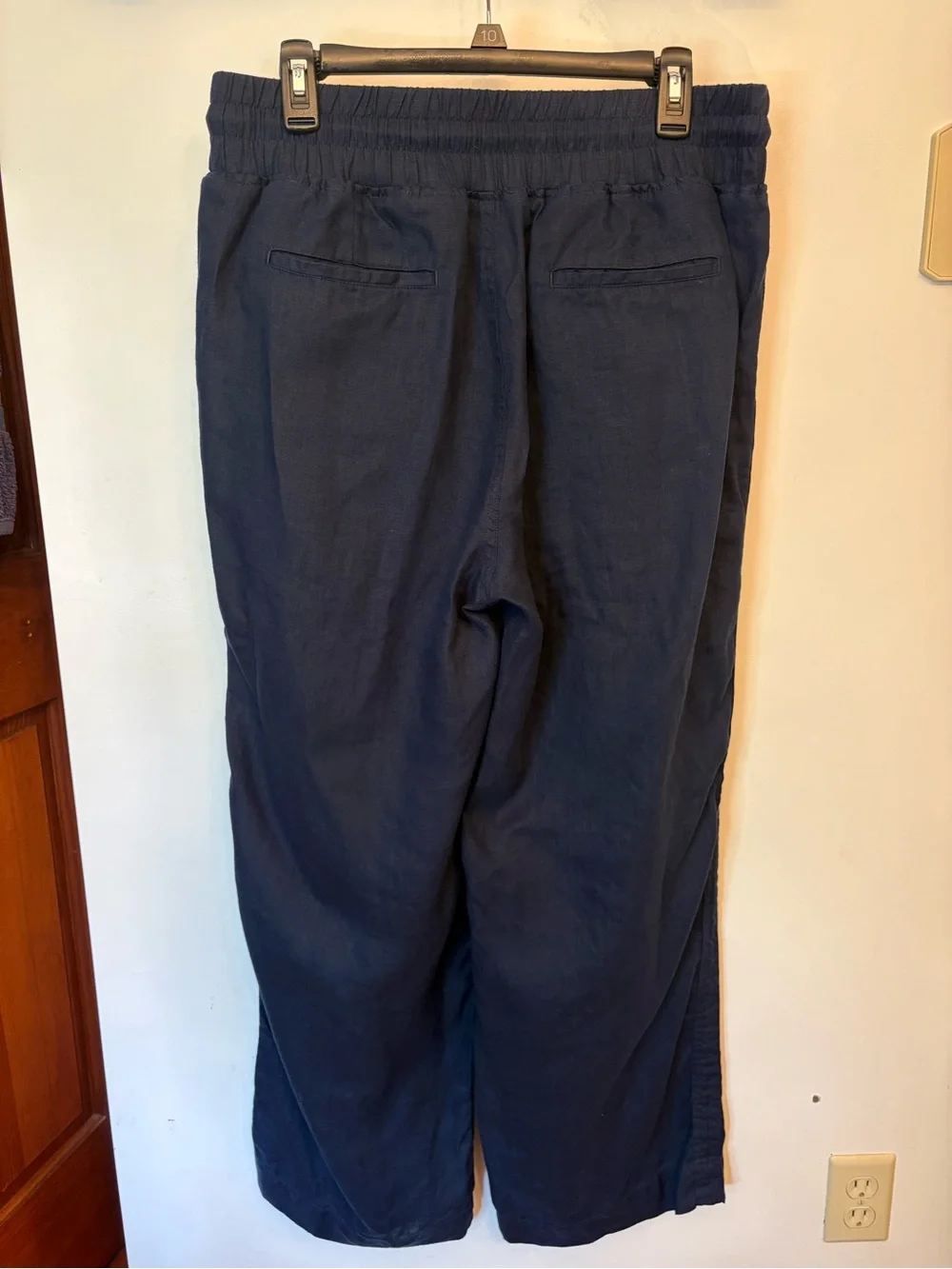 Quince European Linen Wide Leg Pants in Deep Navy Blue Womens Size Large